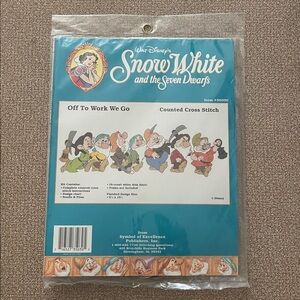 Vintage Disney Snow White Seven Dwarfs Off To Work We Go Cross Stitch Kit #35030